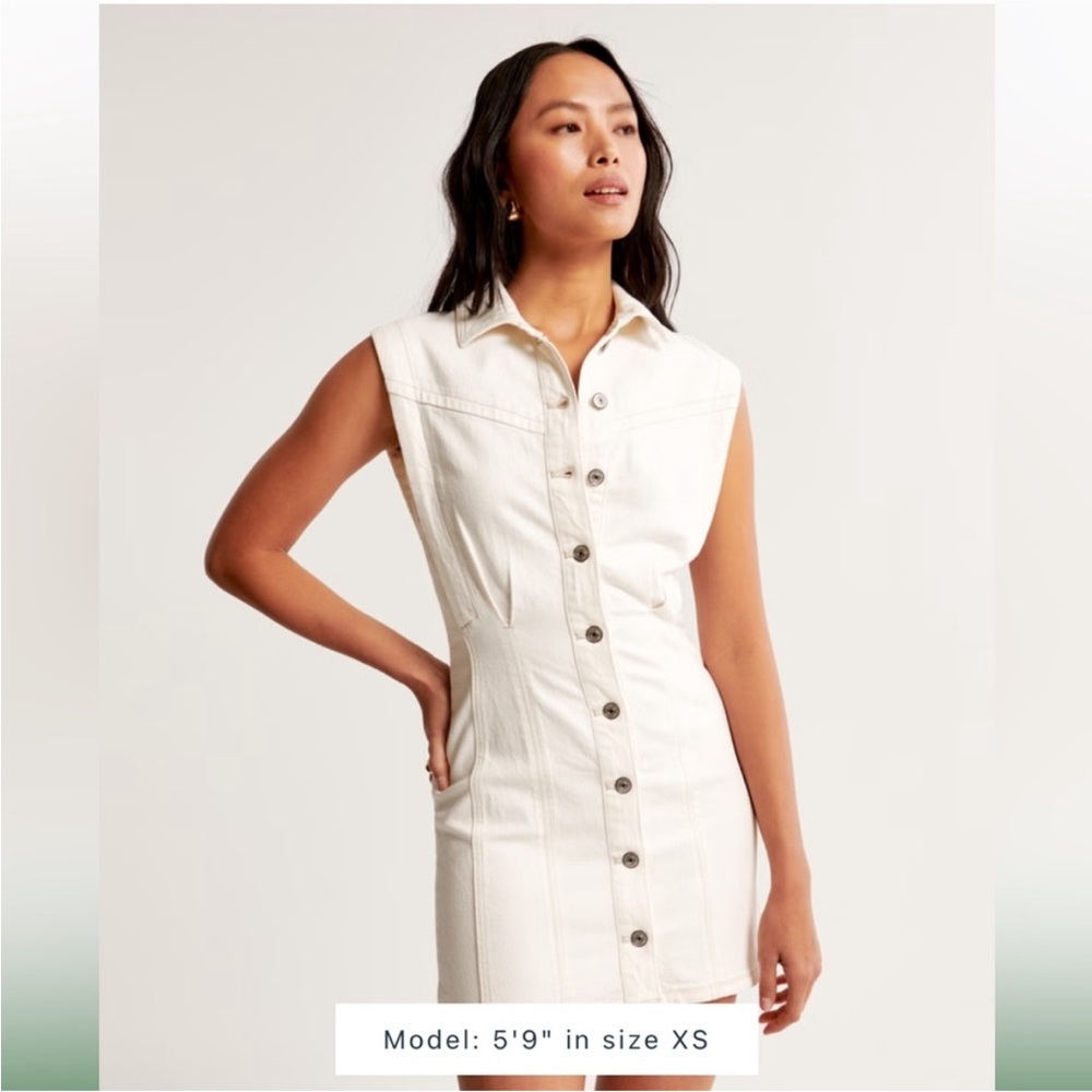 NWT Abercrombie & Fitch Jean cream white denim dress bridal concert festival